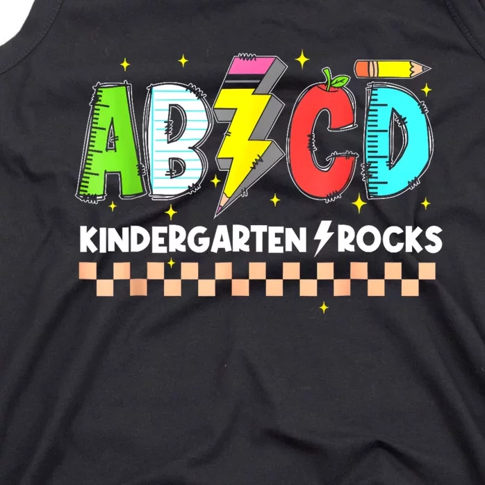 Abcd Kindergarten Rocks Pencil Lightning Teachers Rock S Tank Top