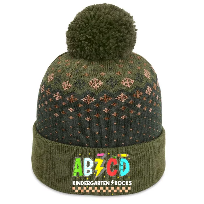 Abcd Kindergarten Rocks Pencil Lightning Teachers Rock S The Baniff Cuffed Pom Beanie