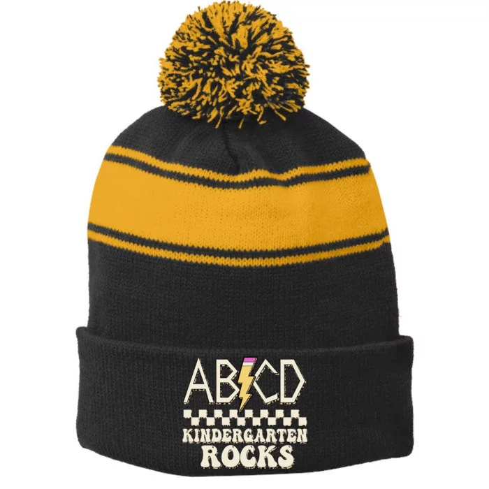 ABCD Kindergarten Rocks Stripe Pom Pom Beanie