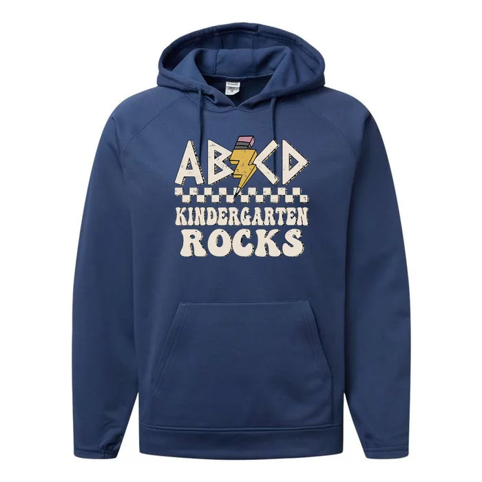 ABCD Kindergarten Rocks Back To School Kindergarten Teacher Performance Fleece Hoodie