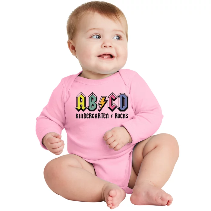 ABCD Kindergarten Rocks Back To School Kindergarten Teacher Baby Long Sleeve Bodysuit