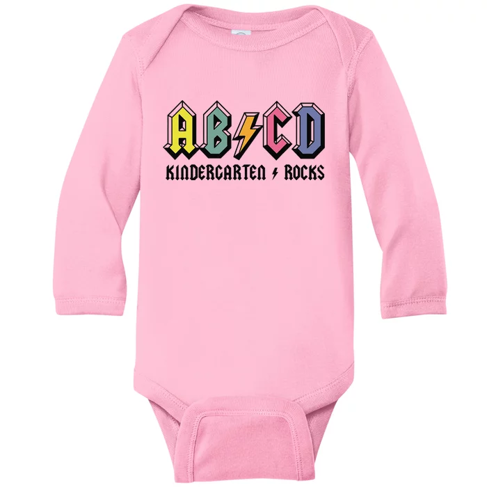 ABCD Kindergarten Rocks Back To School Kindergarten Teacher Baby Long Sleeve Bodysuit