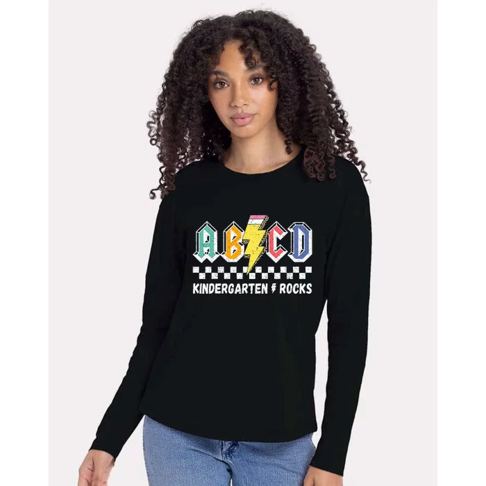 Abcd Kindergarten Rocks Pencil Lightning Teachers Rock Womens Cotton Relaxed Long Sleeve T-Shirt