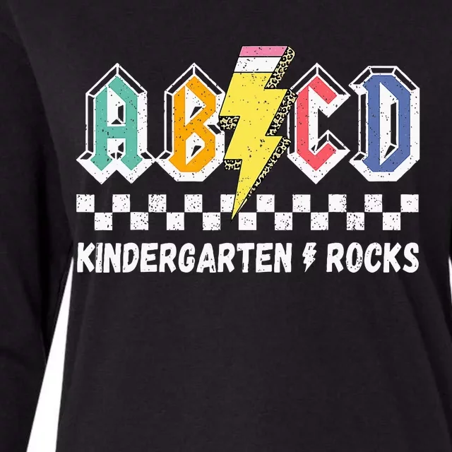 Abcd Kindergarten Rocks Pencil Lightning Teachers Rock Womens Cotton Relaxed Long Sleeve T-Shirt