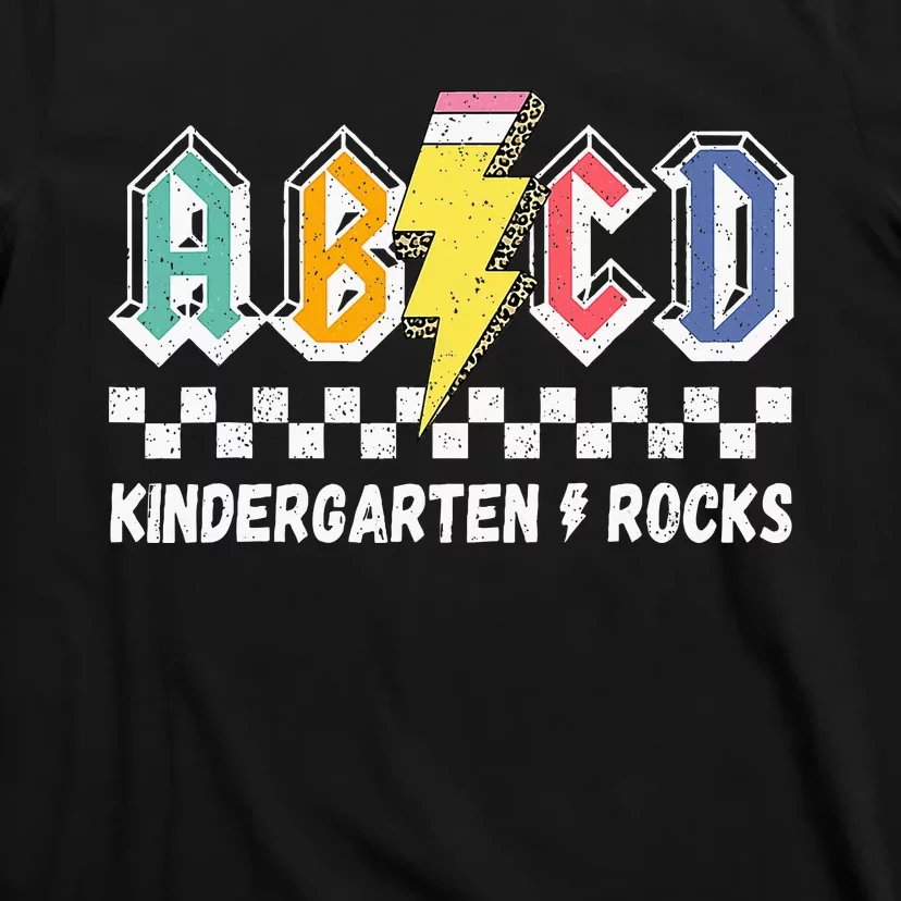 Abcd Kindergarten Rocks Pencil Lightning Teachers Rock T-Shirt