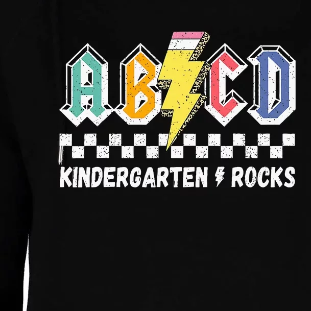 Abcd Kindergarten Rocks Pencil Lightning Teachers Rock Womens Funnel Neck Pullover Hood