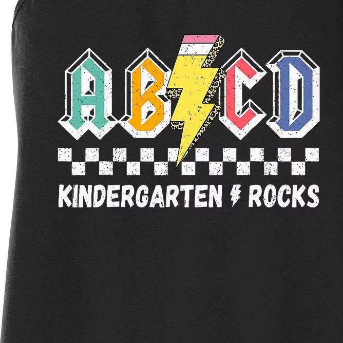 Abcd Kindergarten Rocks Pencil Lightning Teachers Rock Women's Racerback Tank