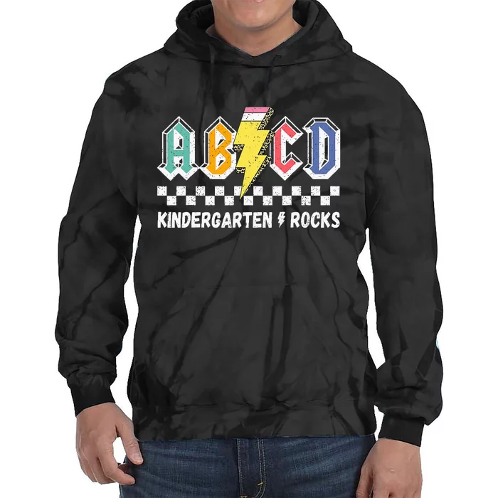 Abcd Kindergarten Rocks Pencil Lightning Teachers Rock Tie Dye Hoodie