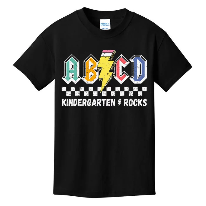 Abcd Kindergarten Rocks Pencil Lightning Teachers Rock Kids T-Shirt