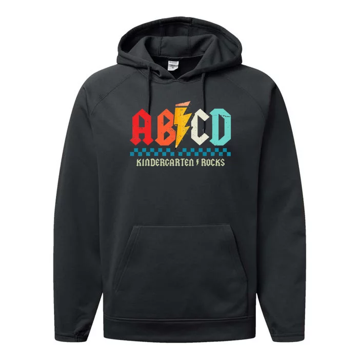 Abcd Kindergarten Rocks Pencil Lightning Students Teachers Performance Fleece Hoodie