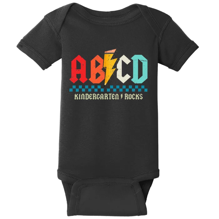 Abcd Kindergarten Rocks Pencil Lightning Students Teachers Baby Bodysuit