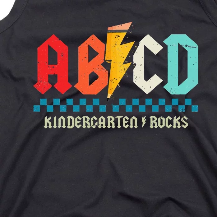 Abcd Kindergarten Rocks Pencil Lightning Students Teachers Tank Top