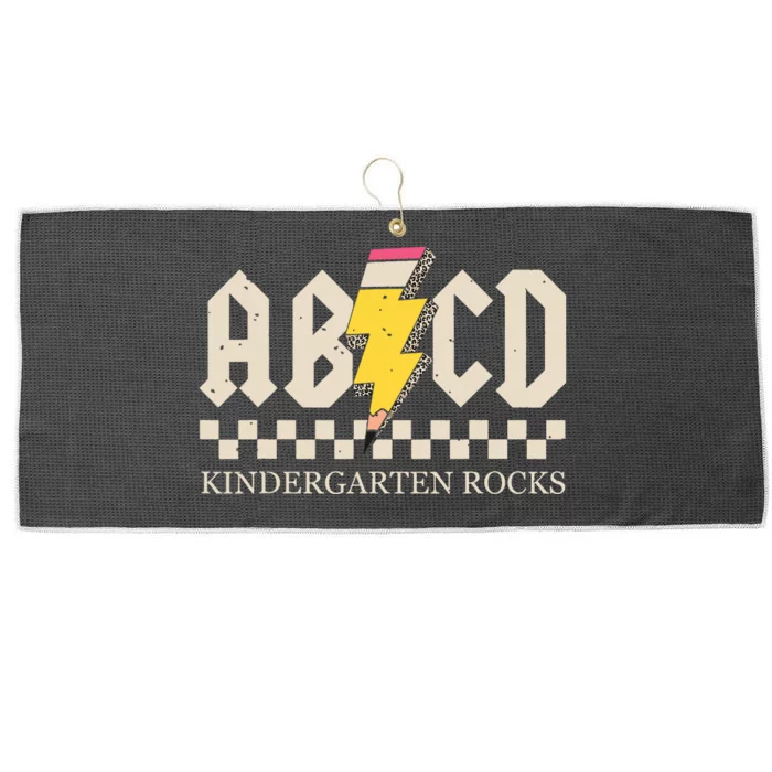 Abcd Kindergarten Rocks Pencil Lightning Teachers Rock Boy Large Microfiber Waffle Golf Towel