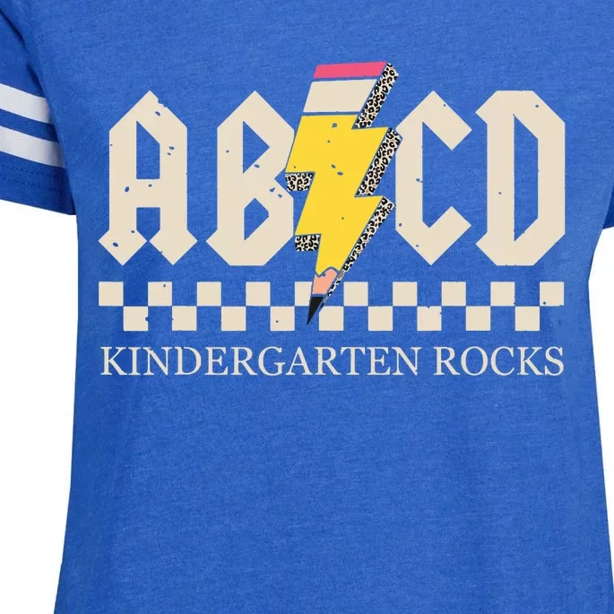 Abcd Kindergarten Rocks Pencil Lightning Teachers Rock Boy Enza Ladies Jersey Football T-Shirt