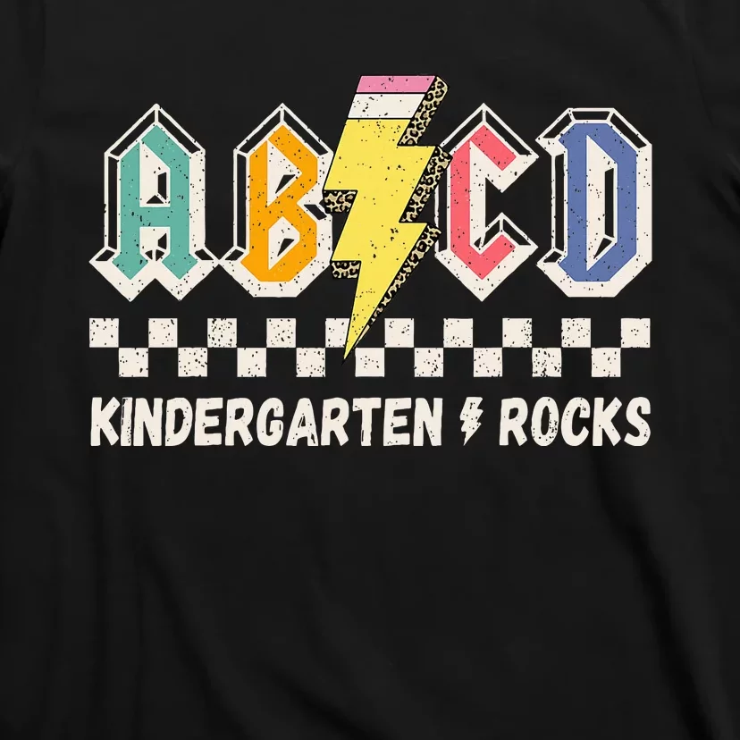 Abcd Kindergarten Rocks Pencil Lightning Teachers Rock T-Shirt