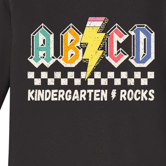 Abcd Kindergarten Rocks Pencil Lightning Teachers Rock Baby Long Sleeve Bodysuit