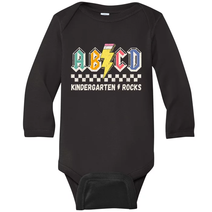 Abcd Kindergarten Rocks Pencil Lightning Teachers Rock Baby Long Sleeve Bodysuit