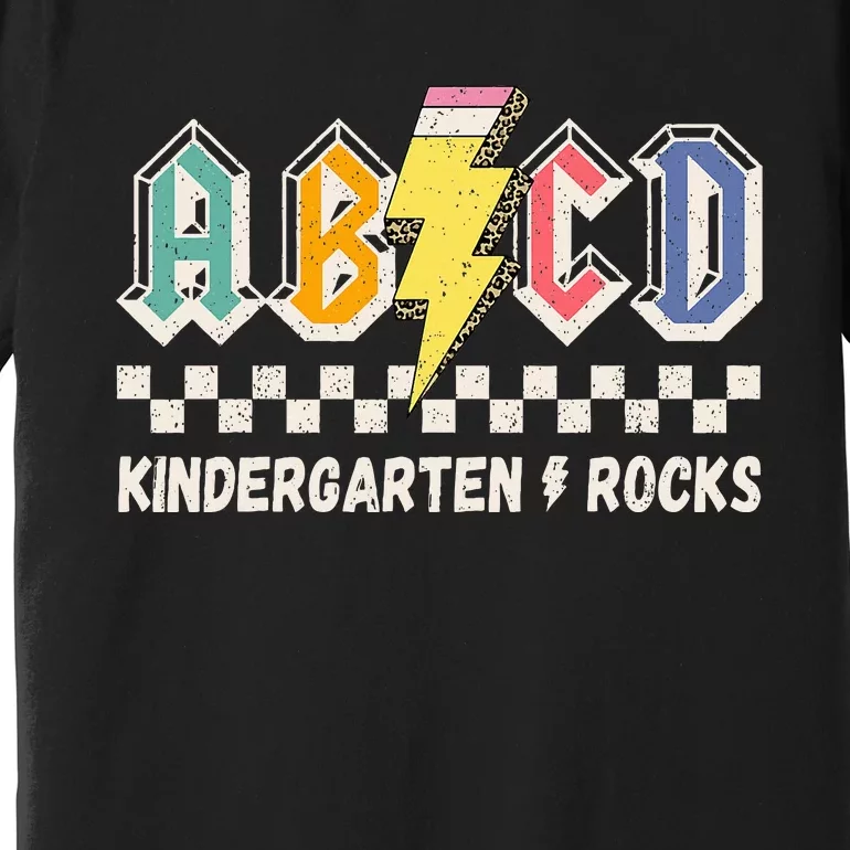 Abcd Kindergarten Rocks Pencil Lightning Teachers Rock Premium T-Shirt