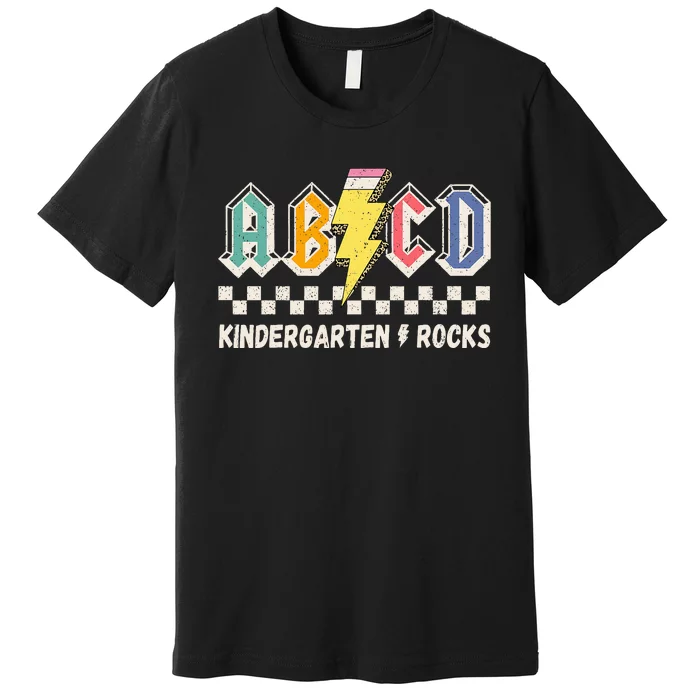 Abcd Kindergarten Rocks Pencil Lightning Teachers Rock Premium T-Shirt