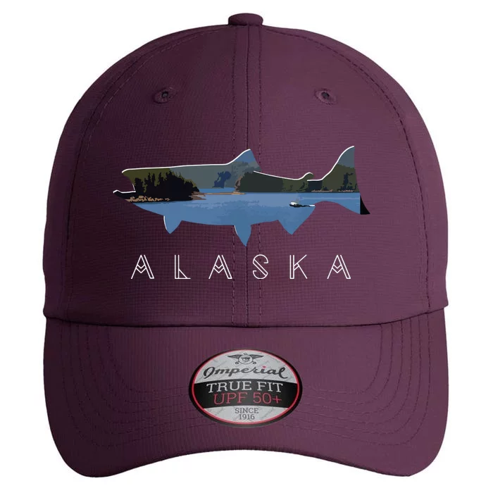 Alaskan King Salmon With Fishing Boat Saltwater Fishermen The Original Performance Cap