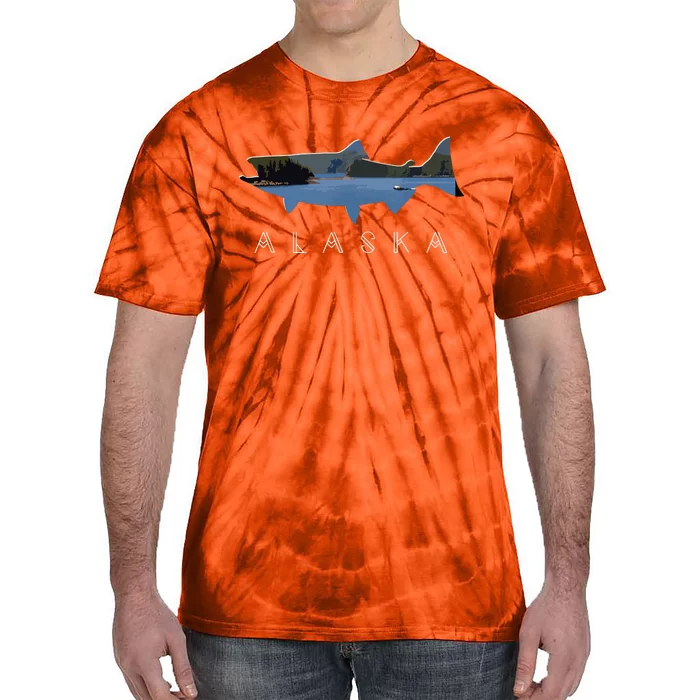 Alaskan King Salmon With Fishing Boat Saltwater Fishermen Tie-Dye T-Shirt