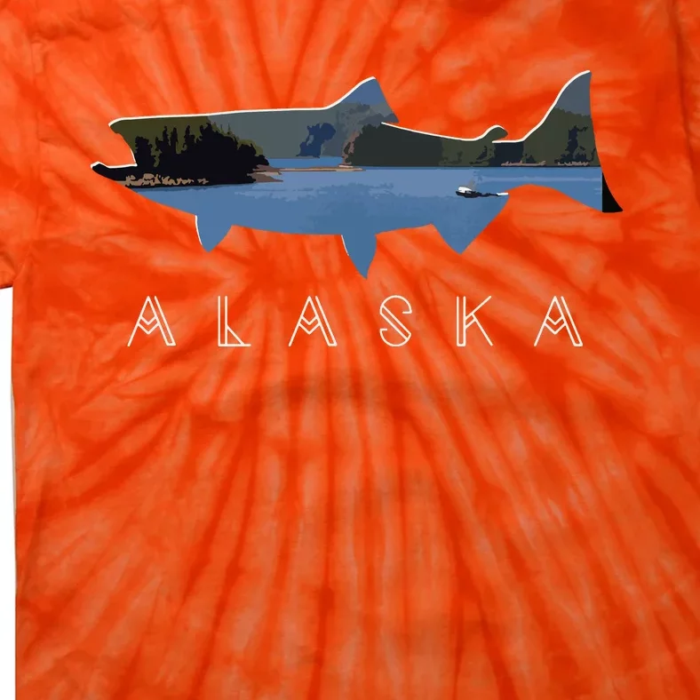 Alaskan King Salmon With Fishing Boat Saltwater Fishermen Tie-Dye T-Shirt