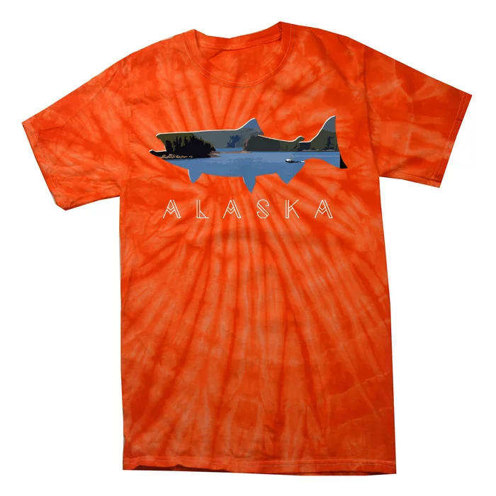 Alaskan King Salmon With Fishing Boat Saltwater Fishermen Tie-Dye T-Shirt