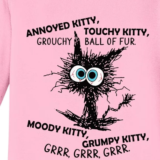 Annoyed Kitty Touchy Kitty Grouchy Ball Of Fur Moody Grumpy Baby Long Sleeve Bodysuit