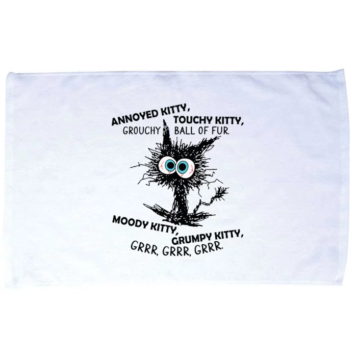 Annoyed Kitty Touchy Kitty Grouchy Ball Of Fur Moody Grumpy Microfiber Hand Towel