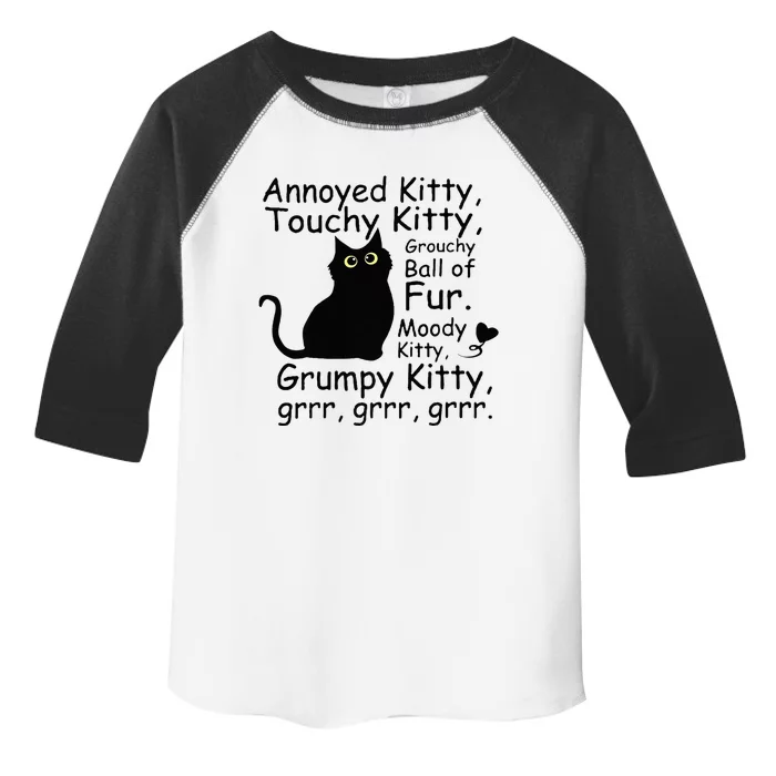 Annoyed Kitty Touchy Kitty Grouchy Ball Of Fur Black Cat Toddler Fine Jersey T-Shirt