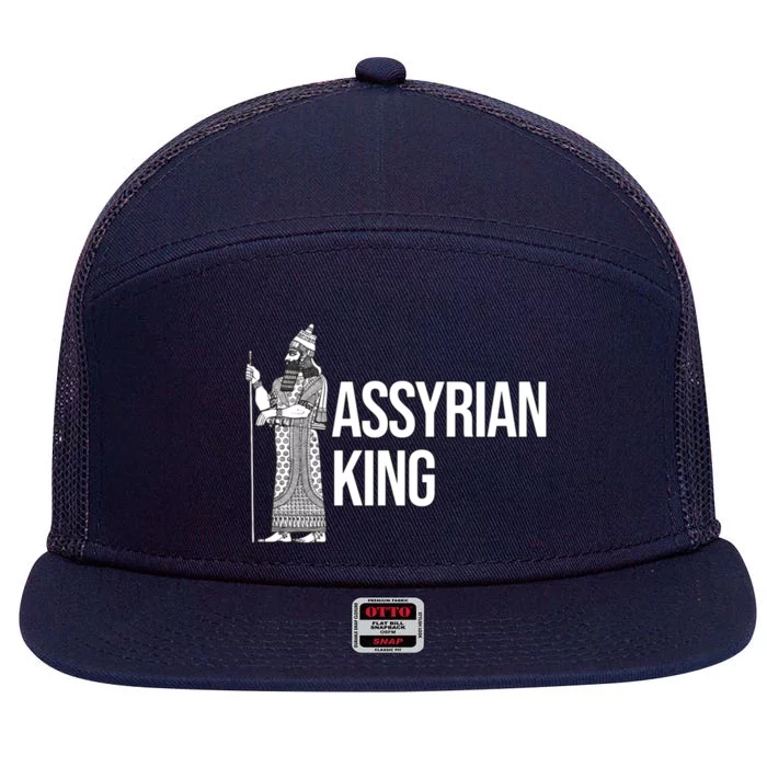 Assyrian King With An Assyrian King Funny Gift 7 Panel Mesh Trucker Snapback Hat