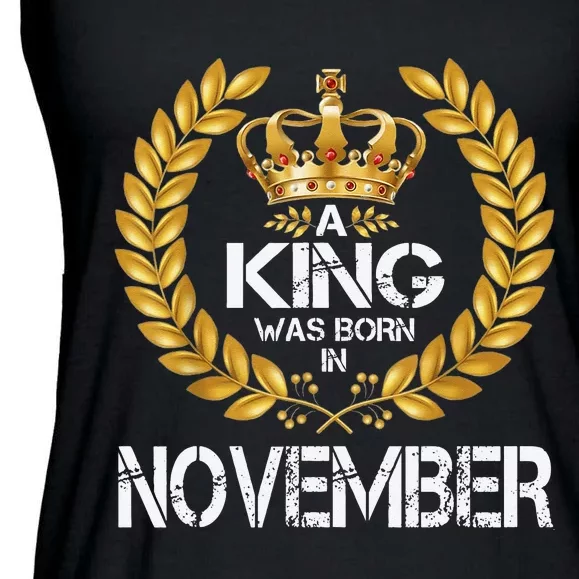 A King Was Born In November Birthday King Gold Crown Ladies Essential Flowy Tank