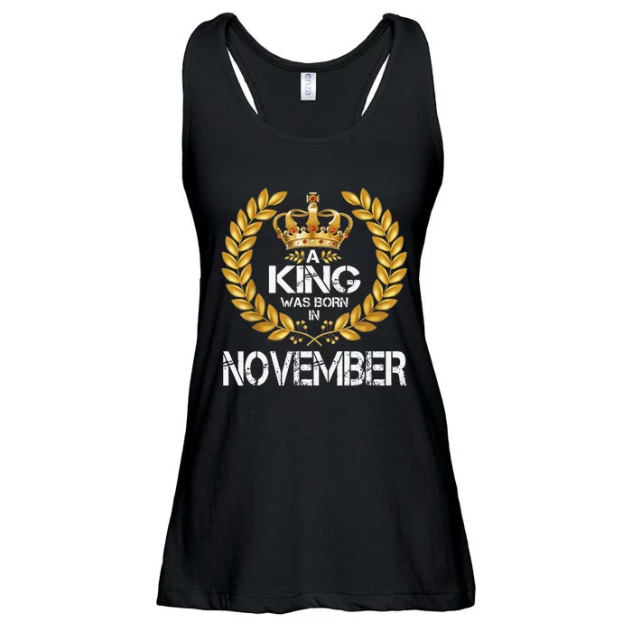 A King Was Born In November Birthday King Gold Crown Ladies Essential Flowy Tank