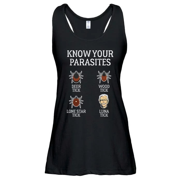 Antibiden Know Your Parasites Lunatic Impeach Joe Biden Ladies Essential Flowy Tank