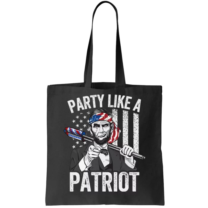 Abraham Lincoln 4th Of July American USA Flag Tote Bag