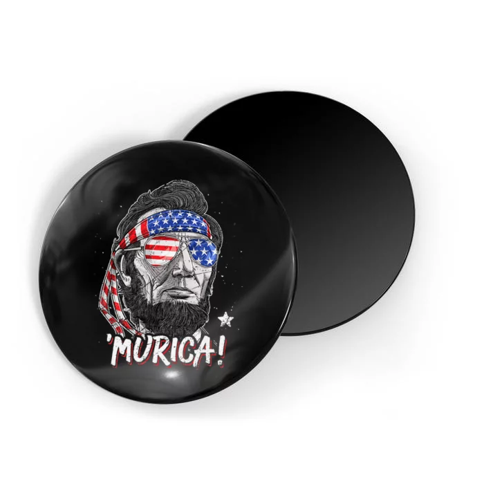 Abraham Lincoln 4th Of July Murica   American Flag Magnet