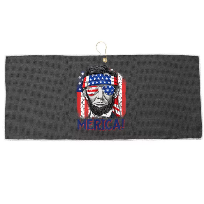 Abraham Lincoln 4th Of July Merica American Flag Large Microfiber Waffle Golf Towel