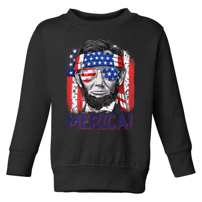 Abraham Lincoln 4th Of July Merica American Flag Toddler Sweatshirt