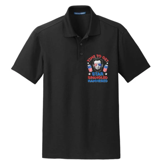 Abe Lincoln 4th Of July Time To Get Star Spangled Hammered Dry Zone Grid Performance Polo