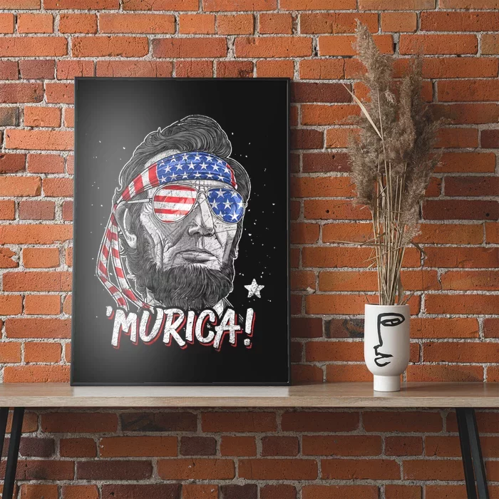 Abraham Lincoln 4th Of July Murica American Flag Poster