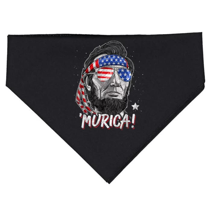 Abraham Lincoln 4th Of July Murica American Flag USA-Made Doggie Bandana