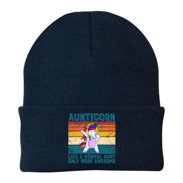 Aunticorn Like A Aunt Only Awesome Retro Dabbing Aunticorn Cool Gift Knit Cap Winter Beanie