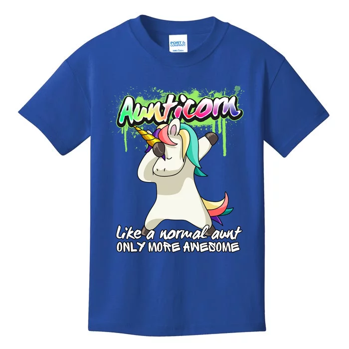 Aunticorn Like A Normal Aunt Dabbing Unicorn Magical Funny Gift Kids T-Shirt