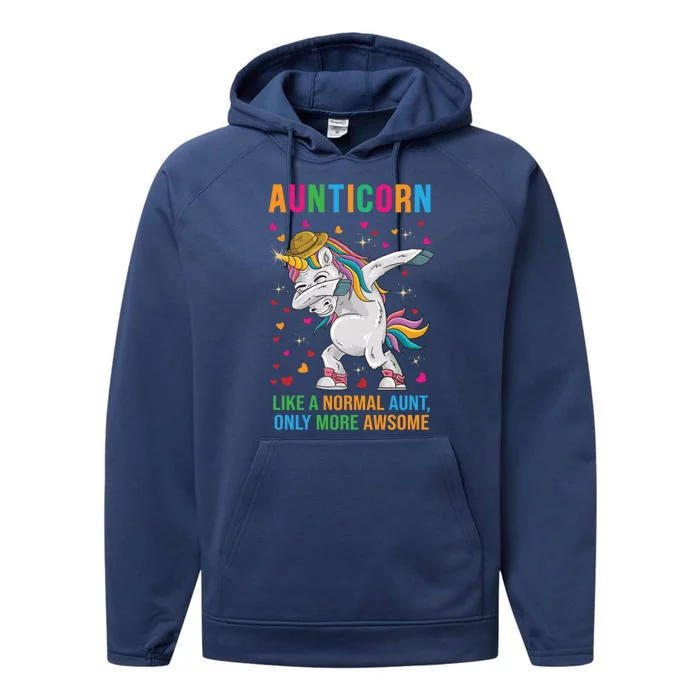 Aunticorn Like A Normal Aunt Only More Awesome Funny Gift Performance Fleece Hoodie