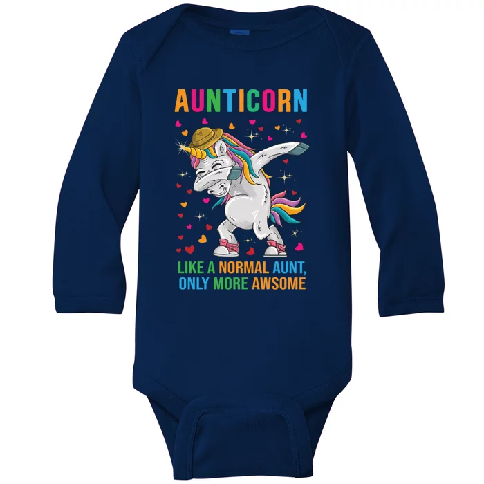 Aunticorn Like A Normal Aunt Only More Awesome Funny Gift Baby Long Sleeve Bodysuit