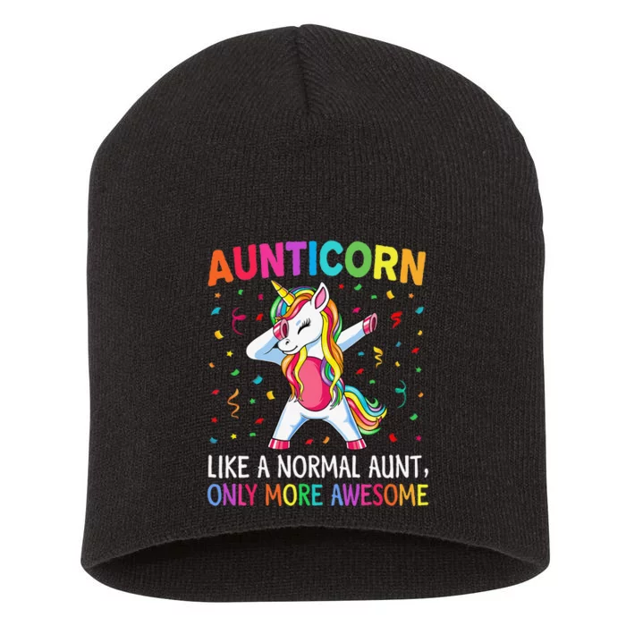 Aunticorn Like An Aunt Only Awesome Dabbing Unicorn Short Acrylic Beanie