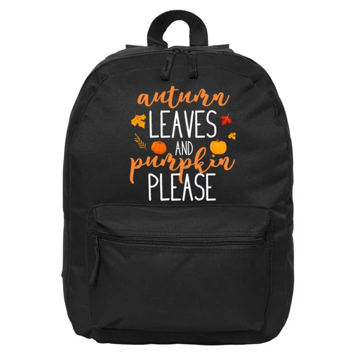 Autumn Leaves And Pumpkin Please 16 in Basic Backpack