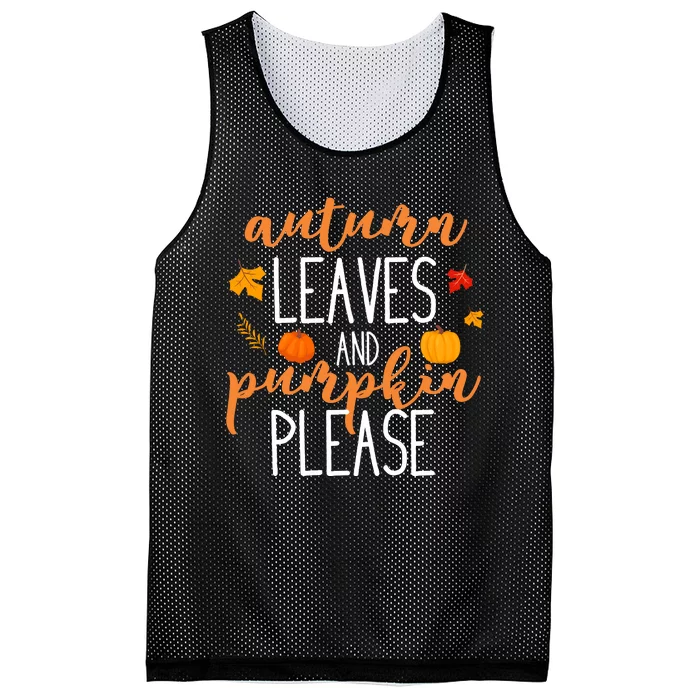 Autumn Leaves And Pumpkin Please Mesh Reversible Basketball Jersey Tank