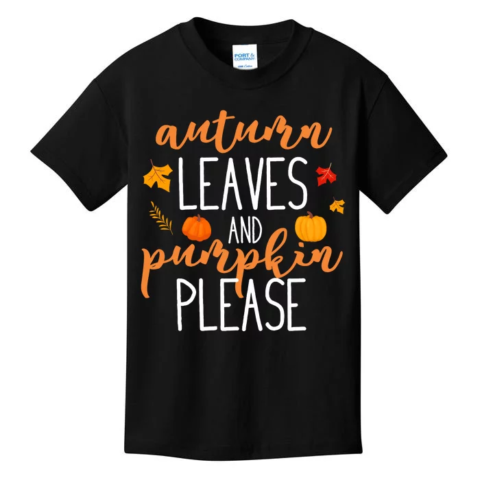 Autumn Leaves And Pumpkin Please Kids T-Shirt