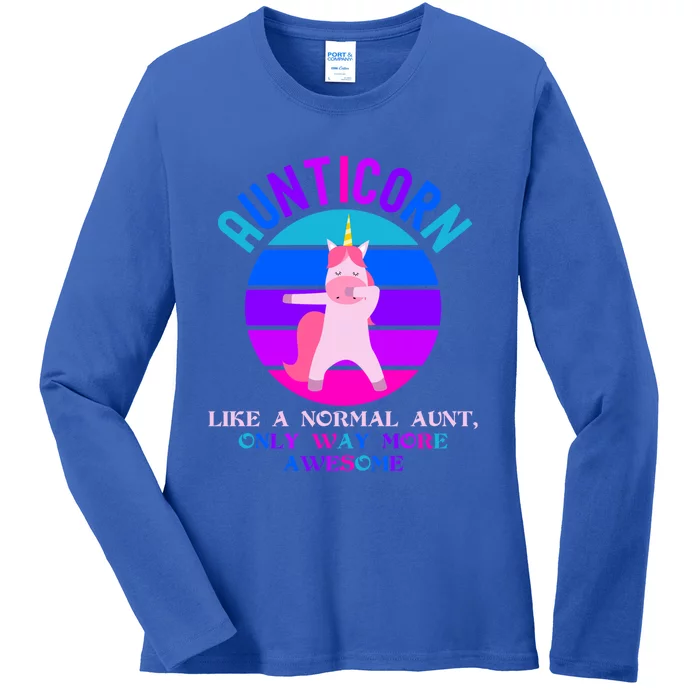 Aunticorn Like An Aunt Only Awesome Dabbing Unicorn Funny Gift Ladies Long Sleeve Shirt